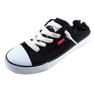 Levi's Boys Casual Shoes Size 2 Black Fabric Lace Up Lightweight Comfort Durable